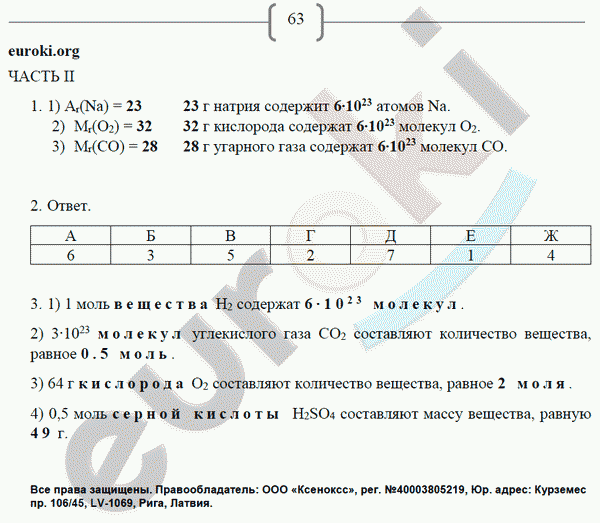 Рабочая тетрадь по химии 8 класс. ФГОС Габриелян, Сладков Страница 63