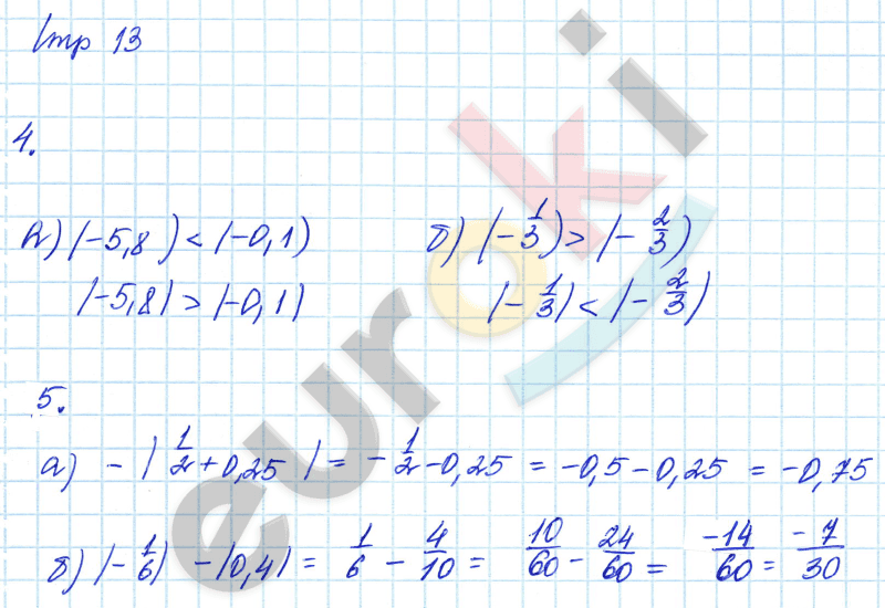 Тетрадь для контрольных работ по математике 6 класс. Часть 1, 2. ФГОС Зубарева, Лепешонкова Страница 13