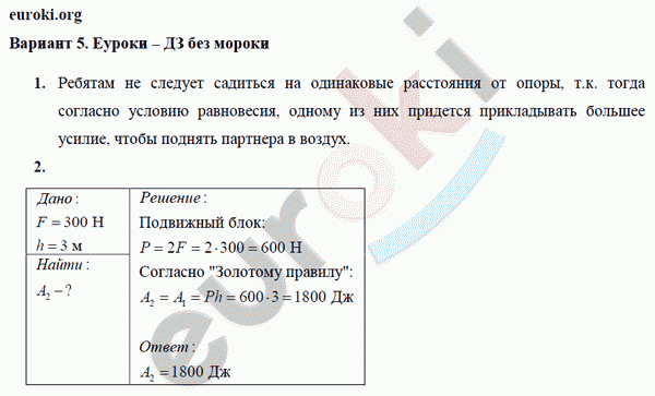 Дидактические материалы по физике 7 класс. ФГОС Марон Вариант 5