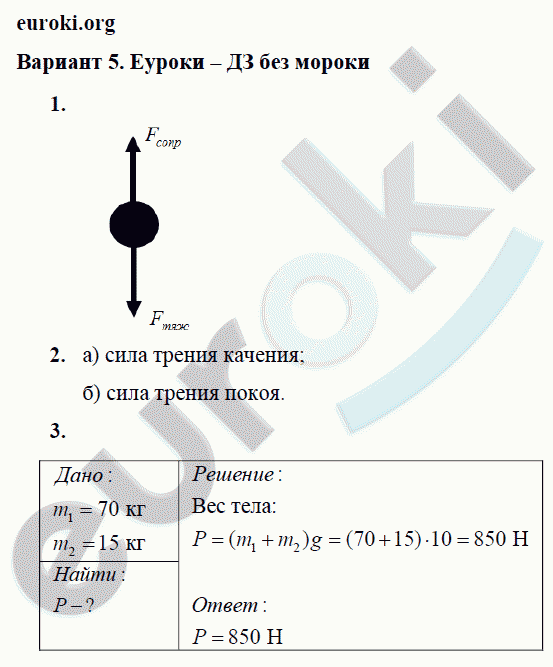 Дидактические материалы по физике 7 класс. ФГОС Марон Вариант 5