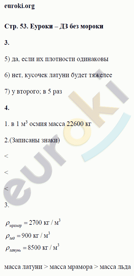 Рабочая тетрадь по физике 7 класс. ФГОС Перышкин Страница 53