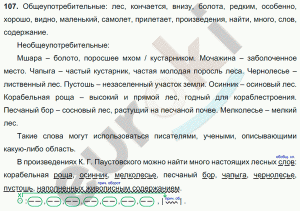Русский язык 6 класс. Часть 1, 2. ФГОС Баранов, Ладыженская Задание 107