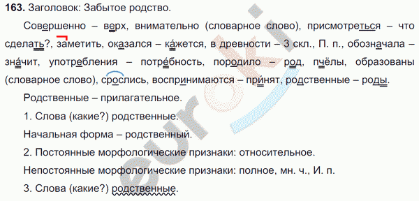 Русский язык 6 класс. Часть 1, 2. ФГОС Баранов, Ладыженская Задание 163