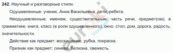 Русский язык 6 класс. Часть 1, 2. ФГОС Баранов, Ладыженская Задание 242