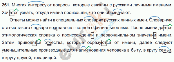 Русский язык 6 класс. Часть 1, 2. ФГОС Баранов, Ладыженская Задание 261