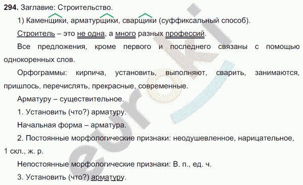 Русский язык 6 класс. Часть 1, 2. ФГОС Баранов, Ладыженская Задание 294