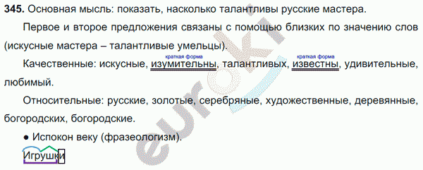 Русский язык 6 класс. Часть 1, 2. ФГОС Баранов, Ладыженская Задание 345