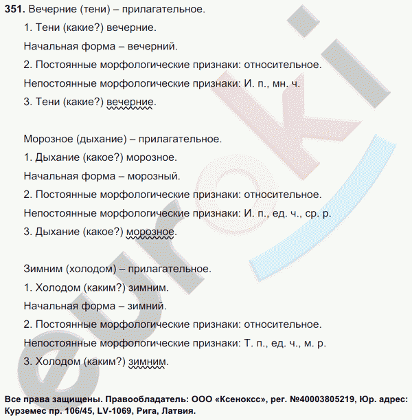 Русский язык 6 класс. Часть 1, 2. ФГОС Баранов, Ладыженская Задание 351