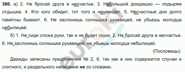 Русский язык 6 класс. Часть 1, 2. ФГОС Баранов, Ладыженская Задание 360