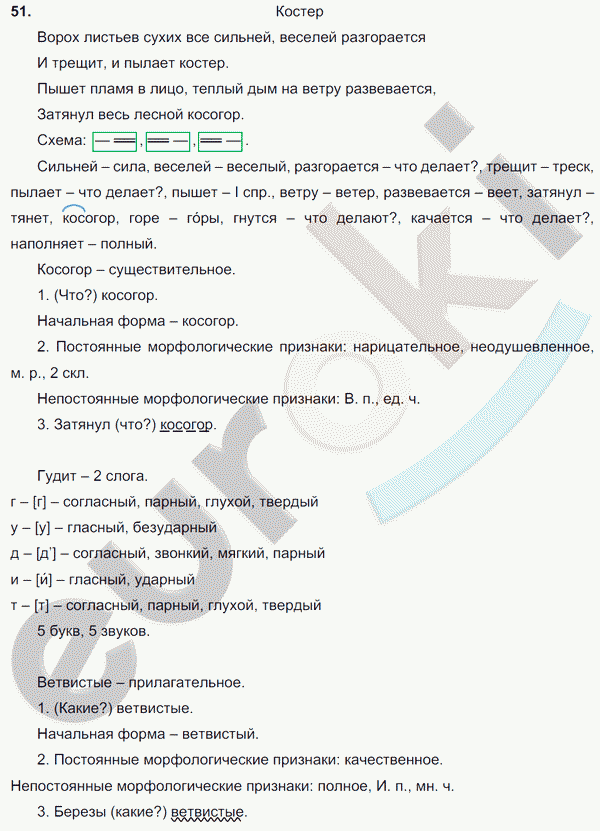 Ворох листьев сухих все сильней веселей разгорается и трещит и пылает костер схема предложения