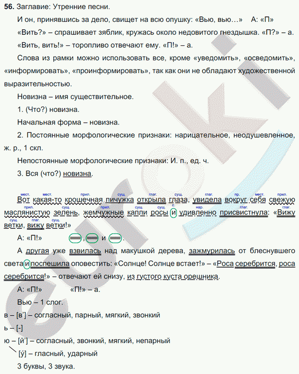 Русский язык 6 класс. Часть 1, 2. ФГОС Баранов, Ладыженская Задание 56
