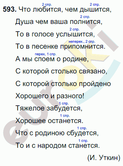 Русский язык 6 класс. Часть 1, 2. ФГОС Баранов, Ладыженская Задание 593