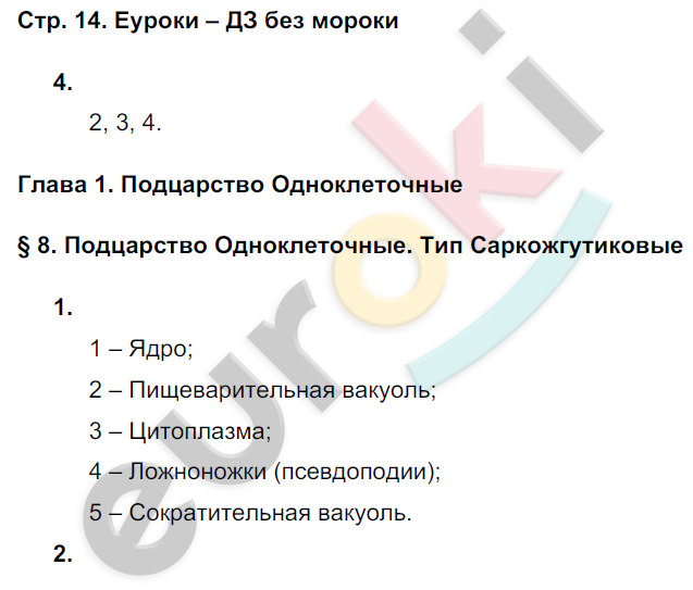 Рабочая тетрадь по биологии 7 класс. ФГОС Тихонова, Романова Страница 14