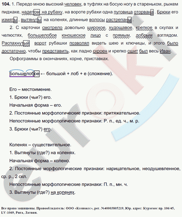 Русский язык 7 класс. ФГОС Баранов, Ладыженская Задание 104