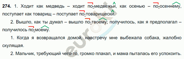 Русский язык 7 класс. ФГОС Баранов, Ладыженская Задание 274