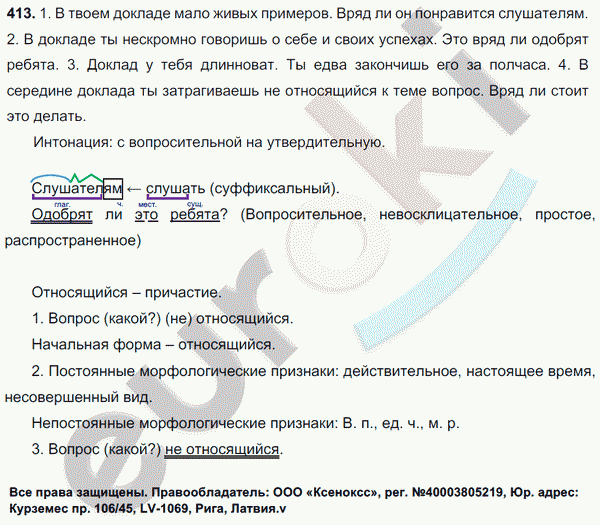 Русский язык 7 класс. ФГОС Баранов, Ладыженская Задание 413