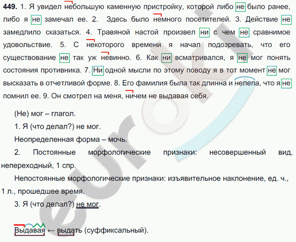 Русский язык 7 класс. ФГОС Баранов, Ладыженская Задание 449