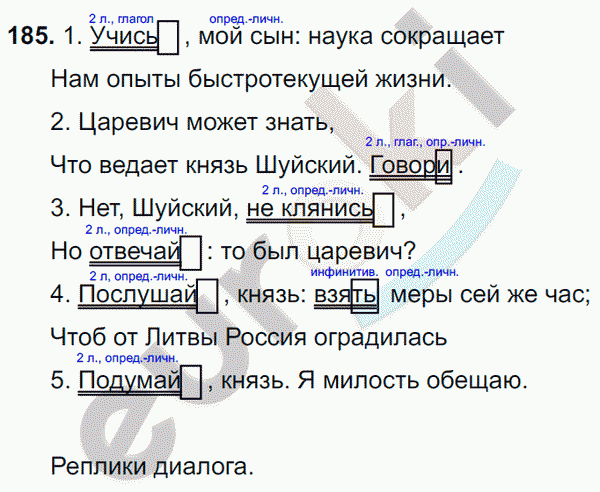 Русский язык 8 класс. ФГОС Ладыженская, Тростенцова Задание 185