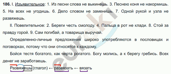 Русский язык 8 класс. ФГОС Ладыженская, Тростенцова Задание 186