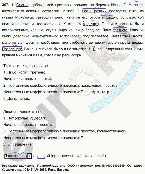 Русский язык 8 класс. ФГОС Ладыженская, Тростенцова Задание 307