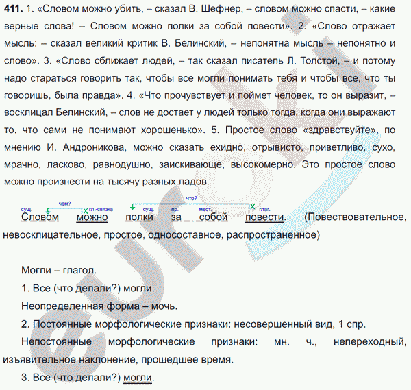 Русский язык 8 класс. ФГОС Ладыженская, Тростенцова Задание 411