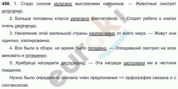 Русский язык 8 класс. ФГОС Ладыженская, Тростенцова Задание 450