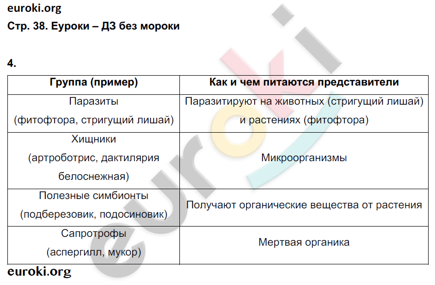 Рабочая тетрадь по биологии 5 класс. ФГОС Корнилова, Николаев Страница 38