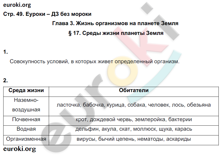 Рабочая тетрадь по биологии 5 класс. ФГОС Корнилова, Николаев Страница 49