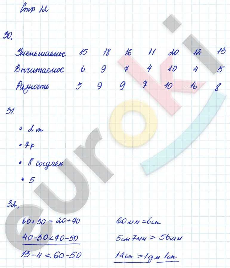 Рабочая тетрадь по математике 2 класс. Часть 1, 2 Кремнева, Моро Страница 12