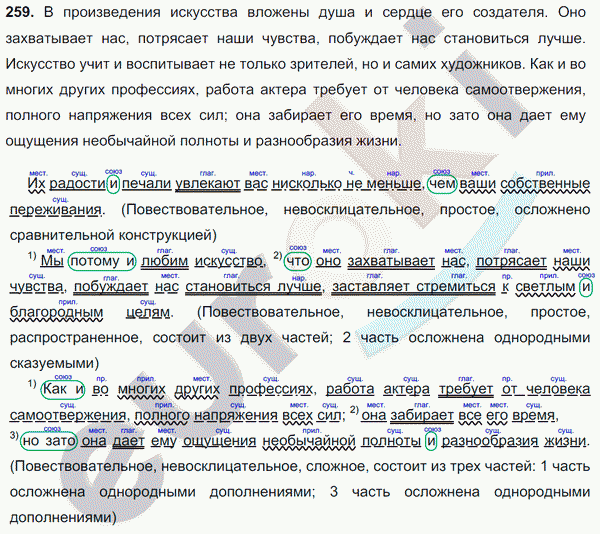 Русский язык 9 класс. ФГОС Тростенцова, Ладыженская Задание 259