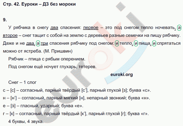 Рабочая тетрадь по русскому языку 4 класс. Часть 1, 2. ФГОС Тихомирова. К учебнику Канакиной Страница 42