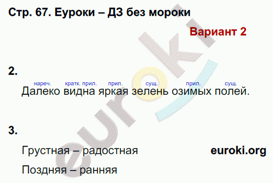 Контрольные работы по русскому языку 4 класс. Часть 1, 2. ФГОС Крылова. К учебнику Канакиной Страница 67