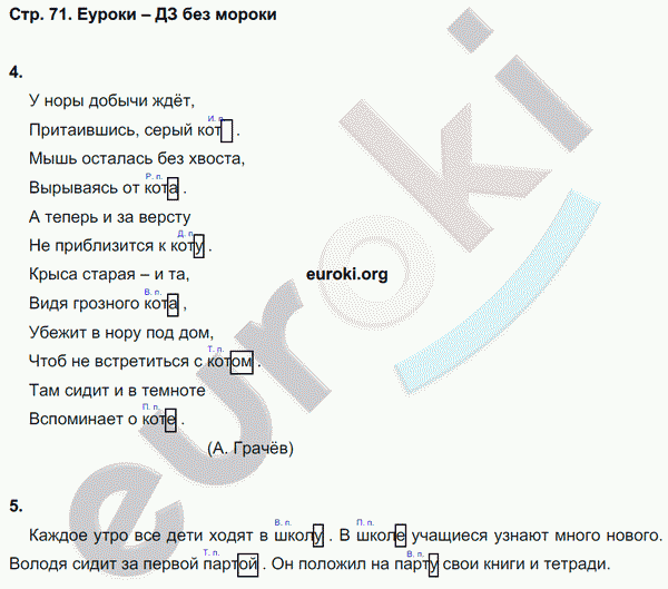 Контрольные работы по русскому языку 4 класс. Часть 1, 2. ФГОС Крылова. К учебнику Канакиной Страница 71