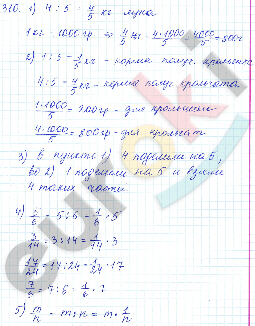 Математика 5 класс. ФГОС Зубарева, Мордкович Задание 310