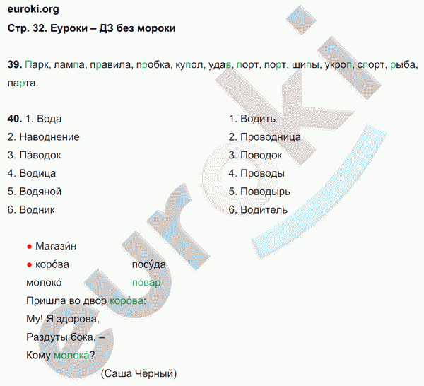 Рабочая тетрадь по русскому языку 2 класс. Часть 1, 2. ФГОС Байкова, Малаховская Страница 32