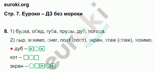 Рабочая тетрадь по русскому языку 2 класс. Часть 1, 2. ФГОС Байкова, Малаховская Страница 7