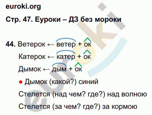 Рабочая тетрадь по русскому 3 класс. Часть 1, 2. ФГОС Байкова Страница 47