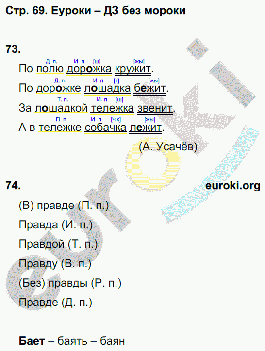 Рабочая тетрадь по русскому 3 класс. Часть 1, 2. ФГОС Байкова Страница 69