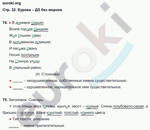 Рабочая тетрадь по русскому языку 3 класс. Часть 1, 2. ФГОС Канакина Страница 32