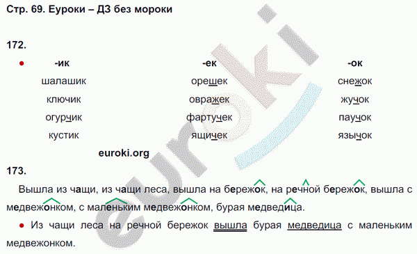 Рабочая тетрадь по русскому языку 3 класс. Часть 1, 2. ФГОС Канакина Страница 69