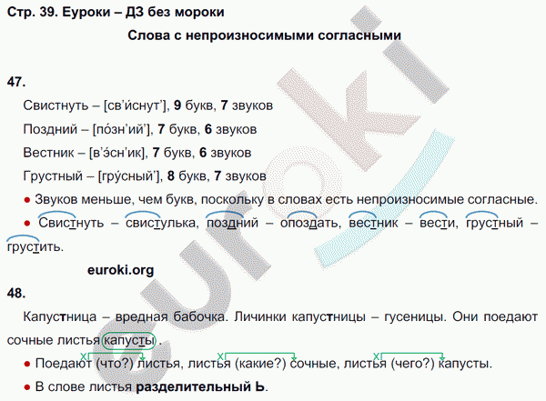 Рабочая тетрадь по русскому языку 3 класс. Часть 1, 2. ФГОС Песняева, Анащенкова Страница 39