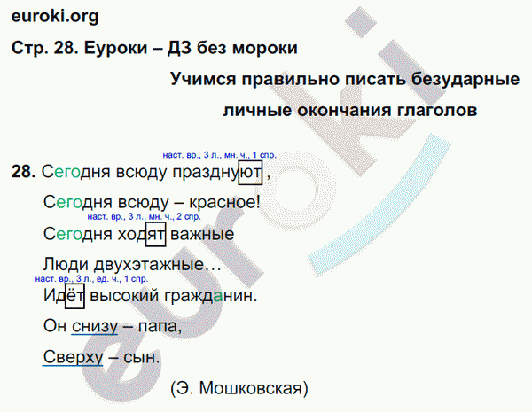 Рабочая тетрадь по русскому 4 класс. Часть 1, 2. ФГОС Байкова Страница 28