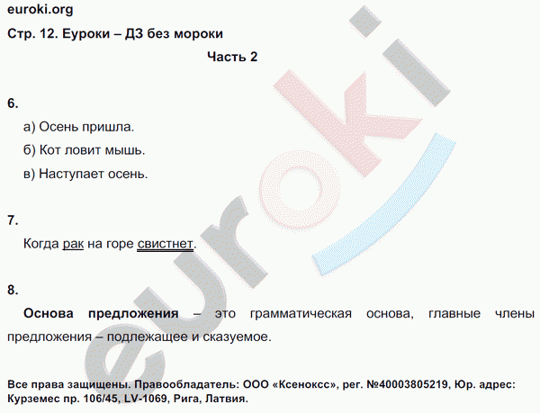 Зачетные работы по русскому языку 4 класс. Часть 1, 2. ФГОС Алимпиева, Векшина Страница 12