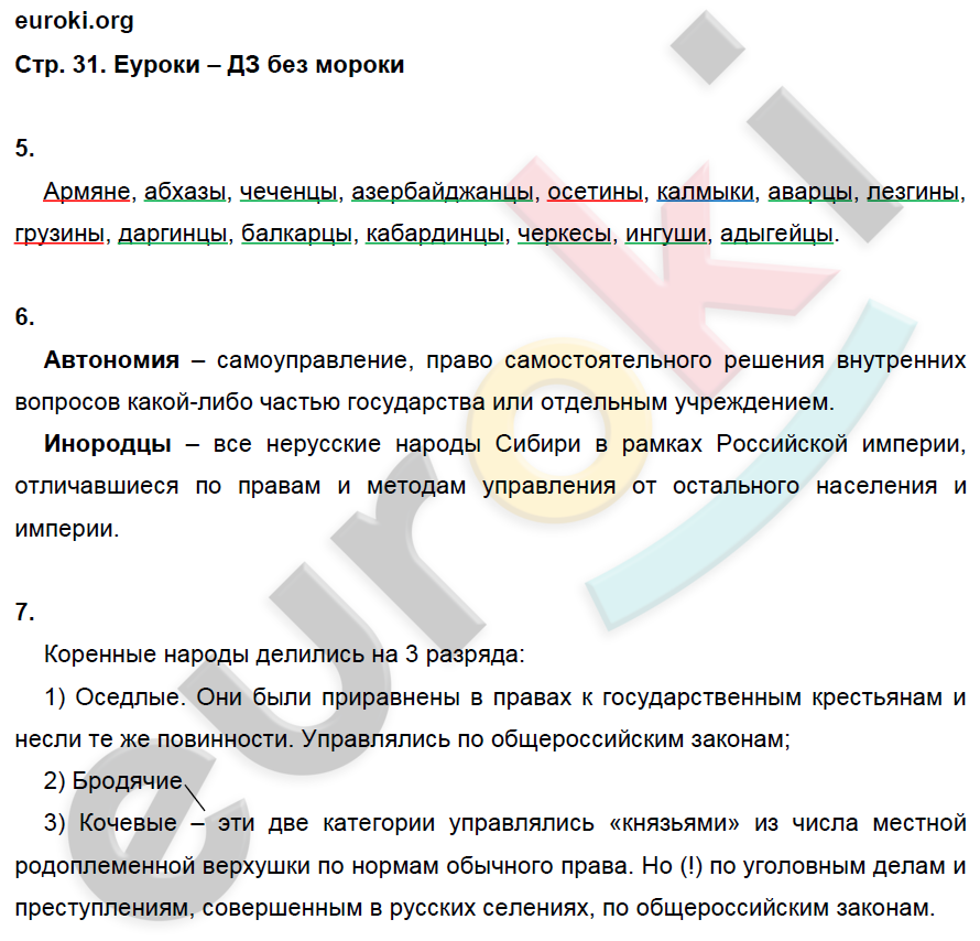 Рабочая тетрадь по истории России 9 класс. Часть 1, 2. ФГОС Данилов, Косулина Страница 31