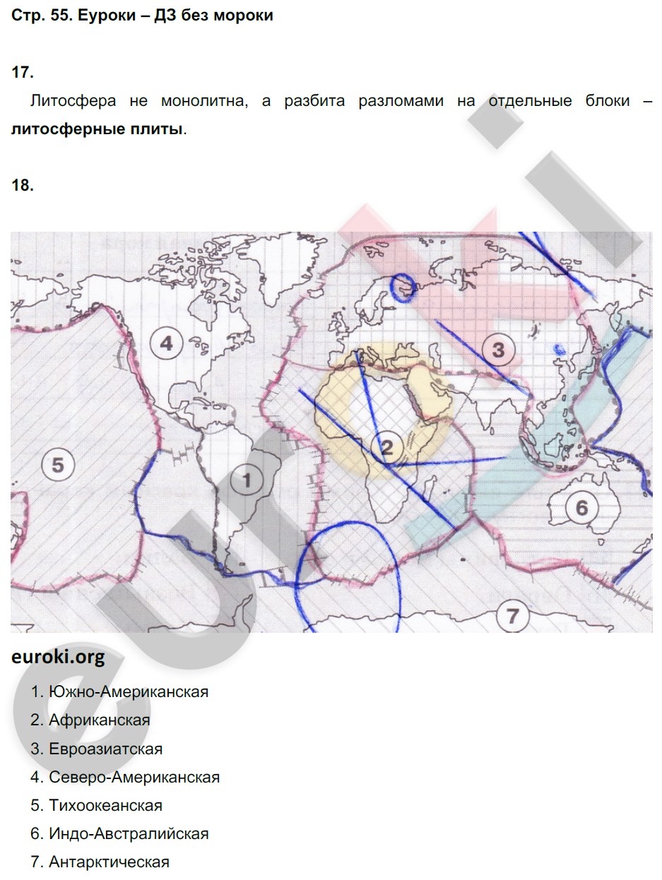Рабочая тетрадь по географии 5 класс. ФГОС Дронов, Савельева Страница 55