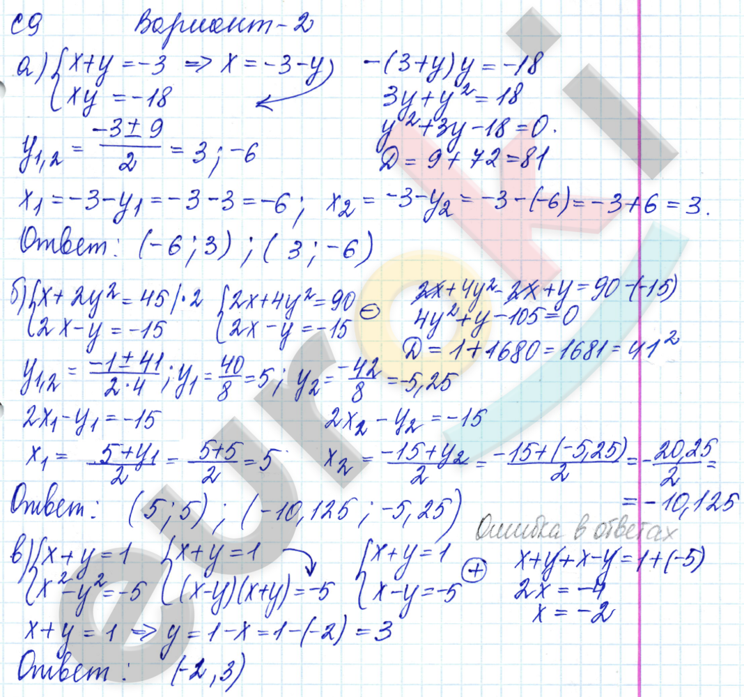 Контрольные и самостоятельные работы по алгебре 9 класс Журавлев, Малышева Вариант 2