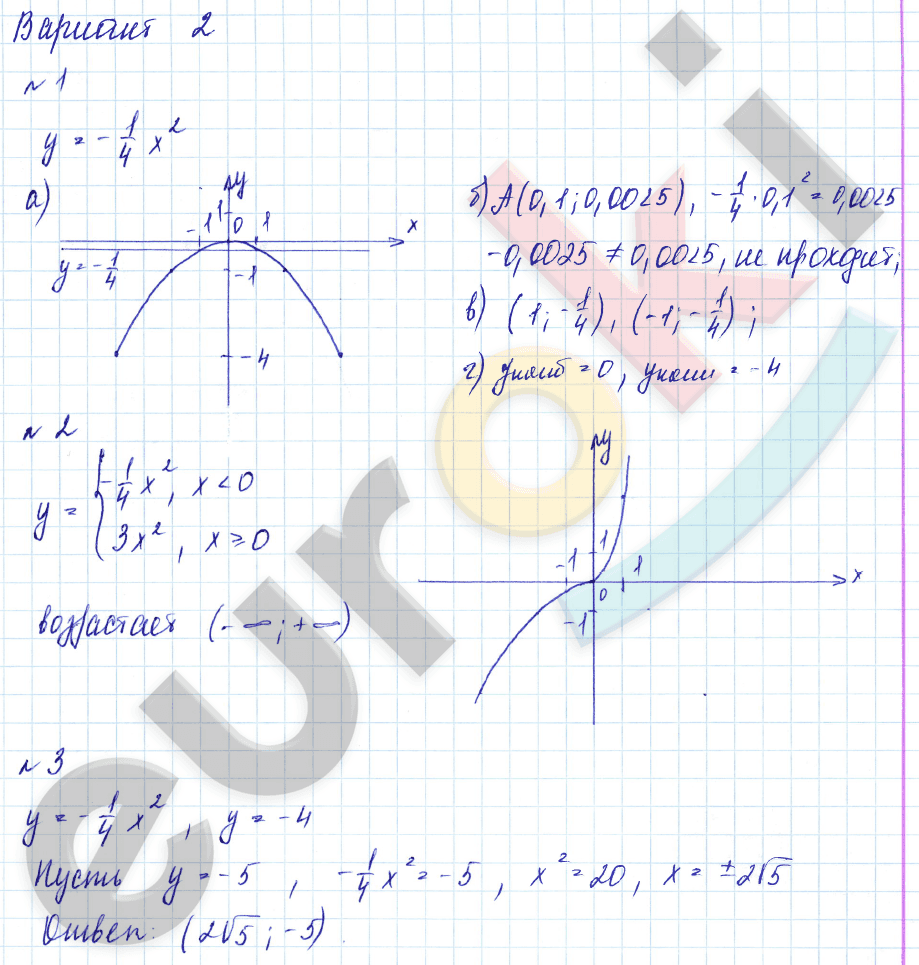 Дидактические материалы по алгебре 9 класс Евстафьева, Карп Вариант 2