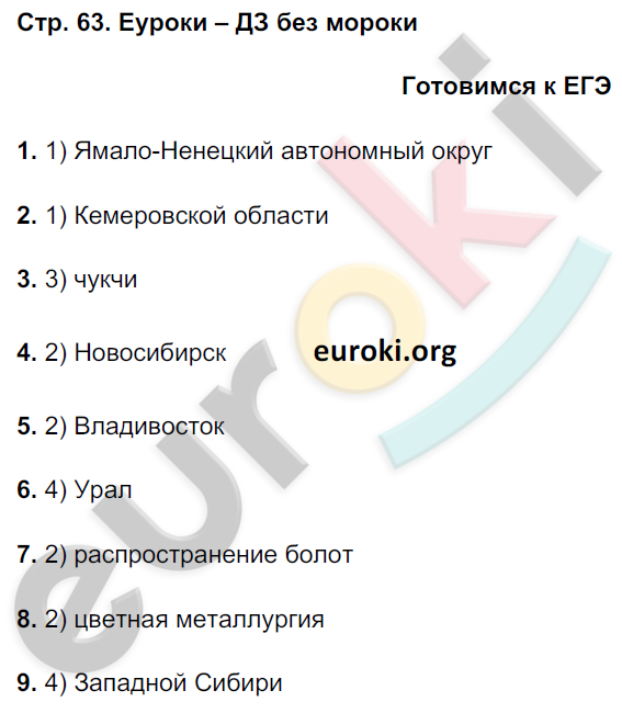 Рабочая тетрадь по географии 9 класс. ФГОС Баринова, Суслов Страница 63