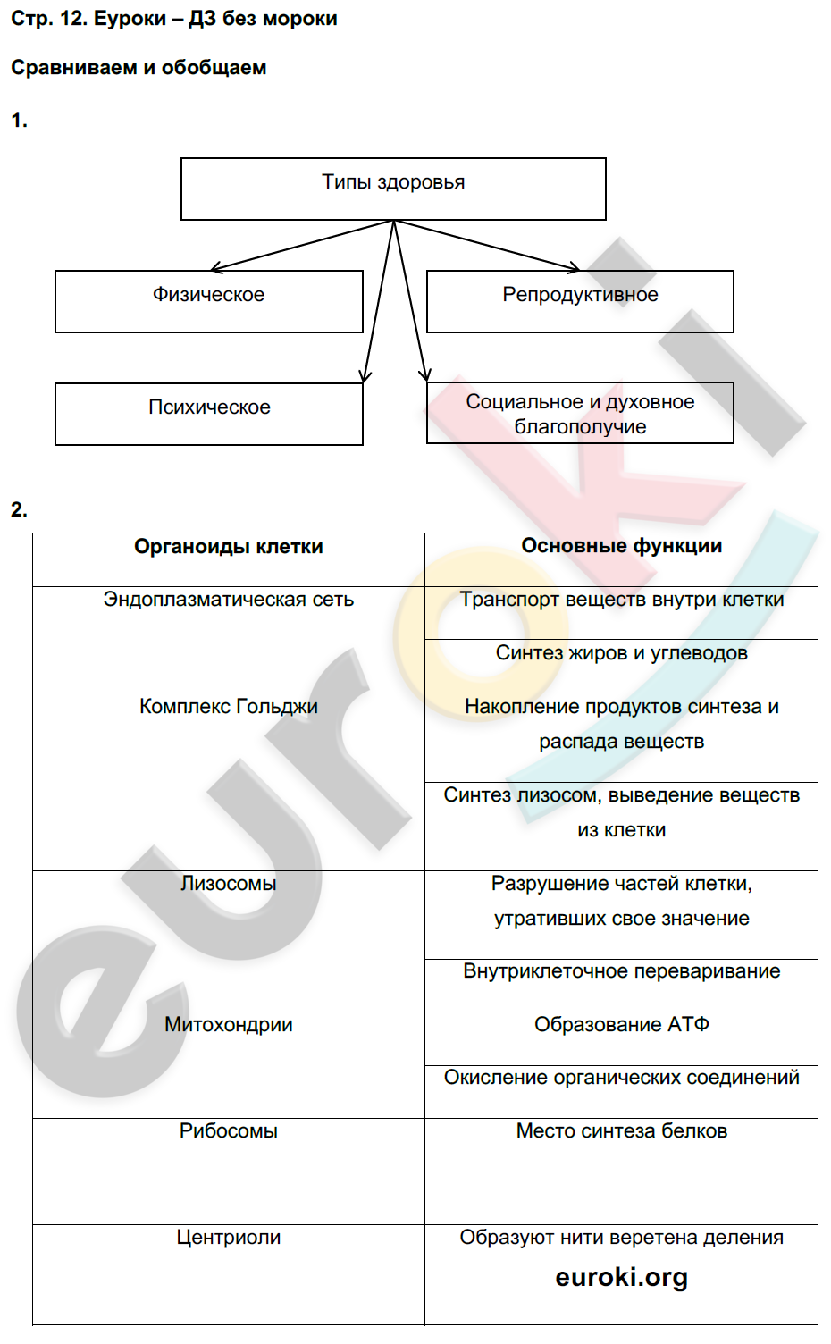 Тетрадь-тренажёр по биологии 8 класс. ФГОС Сухорукова, Кучменко, Дмитриева Страница 12