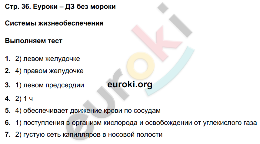 Тетрадь-тренажёр по биологии 8 класс. ФГОС Сухорукова, Кучменко, Дмитриева Страница 36